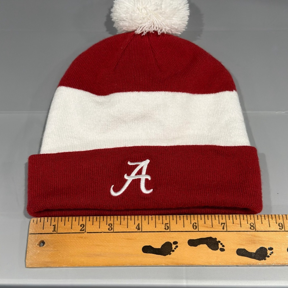 Nike Alabama Crimson Tide Beanie Hat Red White Pom Cuffed Knit 34918XAL1 FA17 - Picture 8 of 9